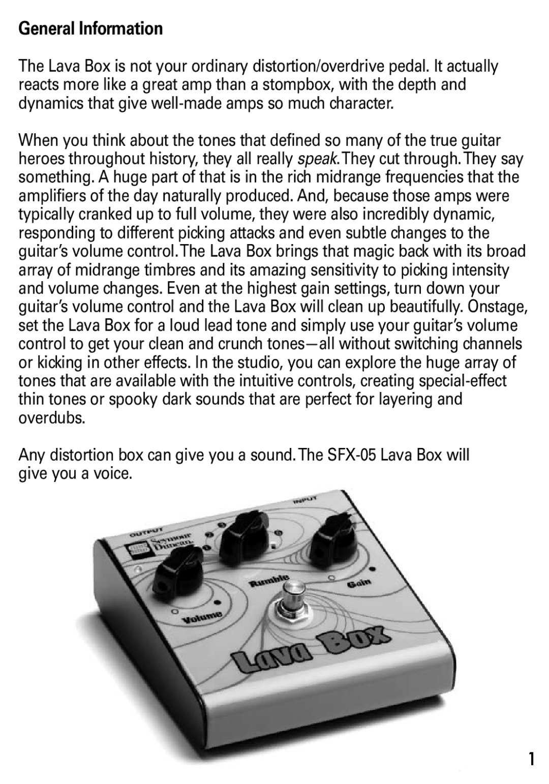 Lava Computer SFX-05 manual General Information 