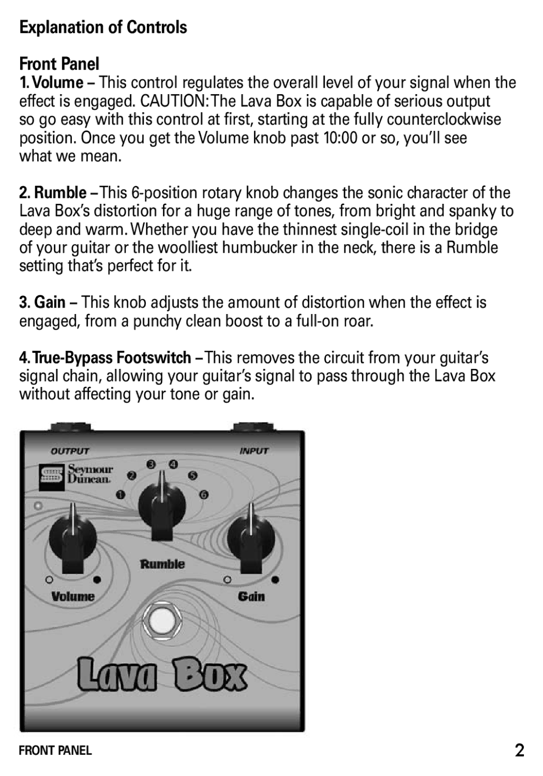 Lava Computer SFX-05 manual Explanation of Controls Front Panel 