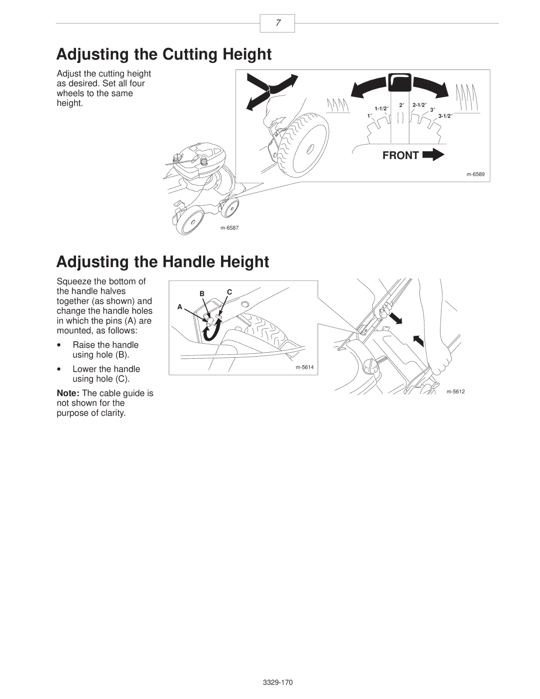 Lawn-Boy 10356, 10357, 10358 manual Adjusting the Cutting Height, Adjusting the Handle Height 