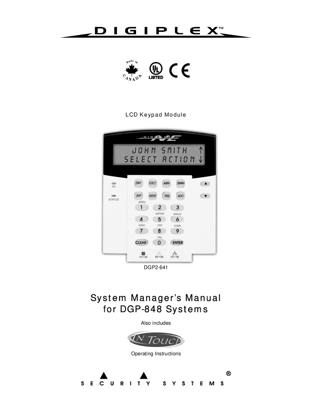 LCD Digital DGP2-641 operating instructions 