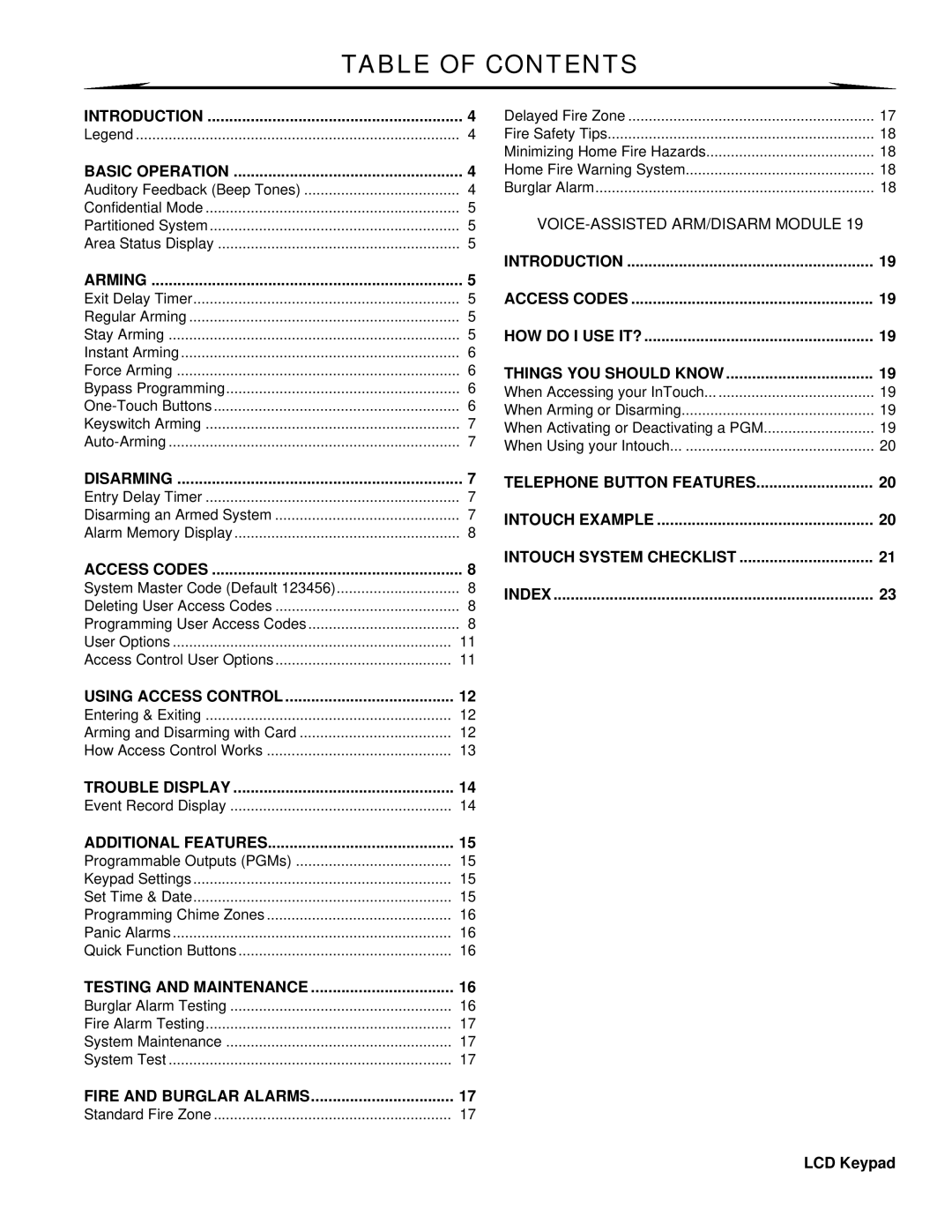 LCD Digital DGP2-641 operating instructions Table of Contents 