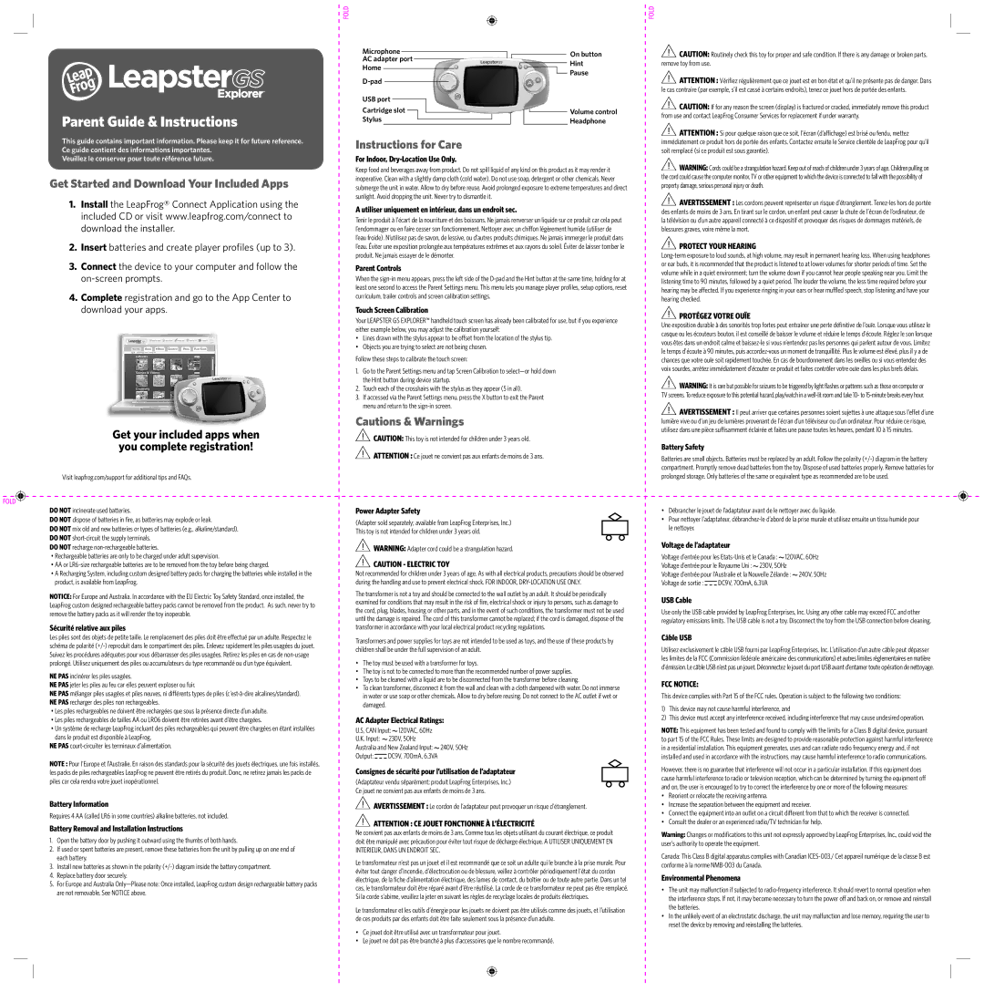 LeapFrog 39700 installation instructions Sécurité relative aux piles, Battery Information, Parent Controls, Battery Safety 