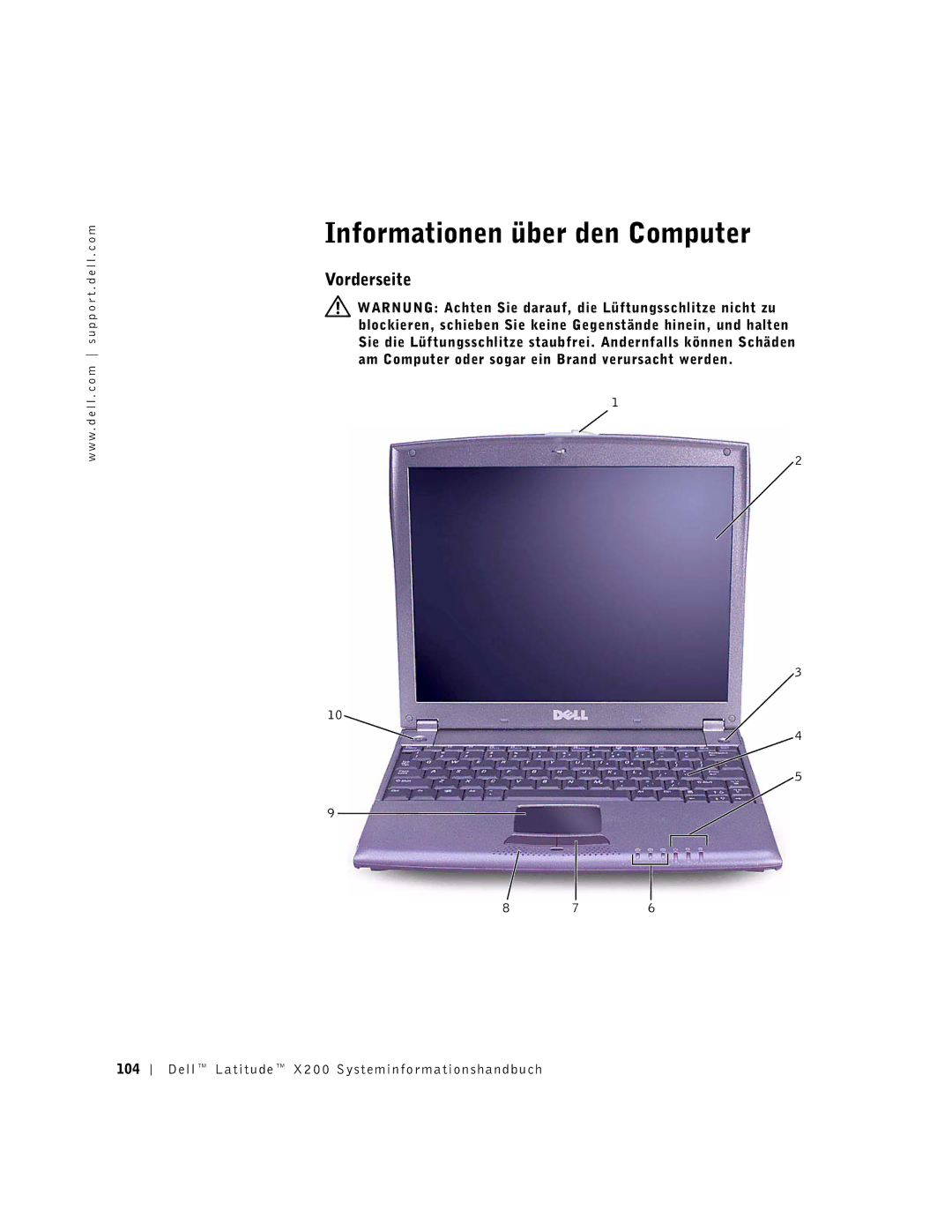 LeapFrog PP03S manual Informationen über den Computer, Vorderseite 