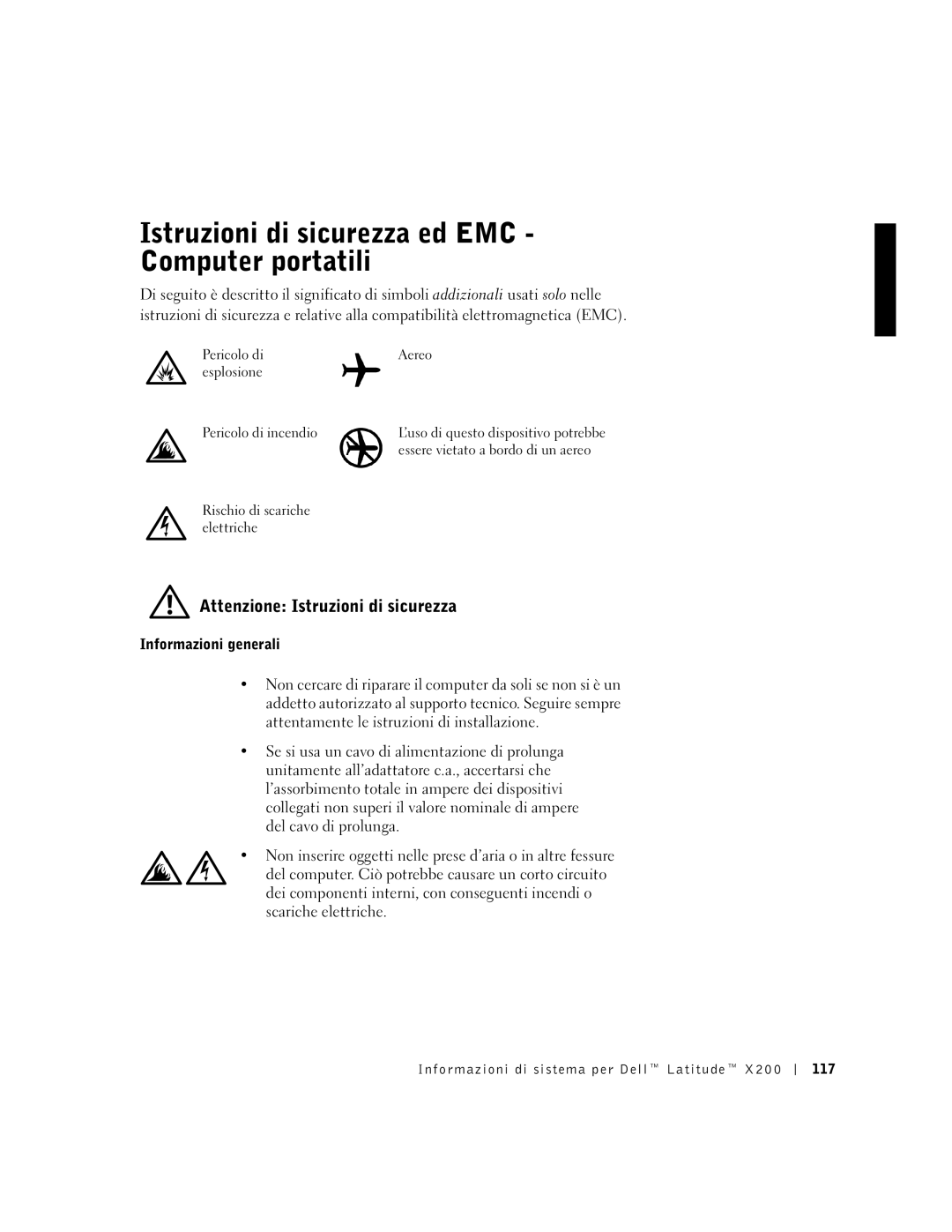 LeapFrog PP03S manual Istruzioni di sicurezza ed EMC Computer portatili, Attenzione Istruzioni di sicurezza 