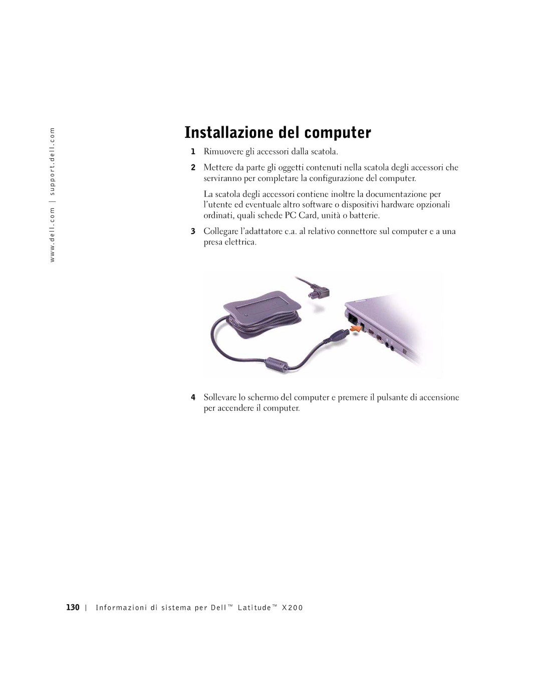 LeapFrog PP03S manual Installazione del computer, Informazioni di sistema per Dell Latitude 