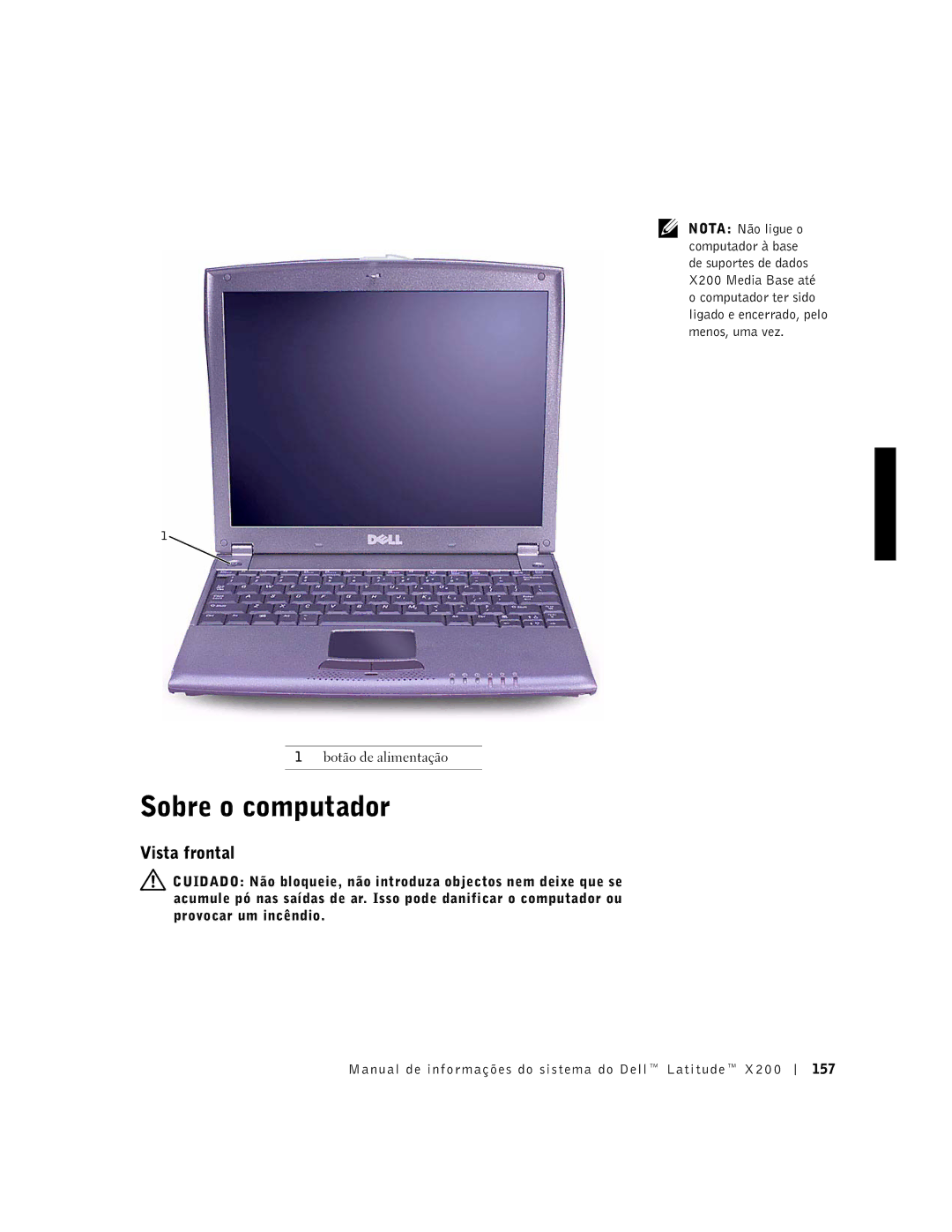 LeapFrog PP03S manual Sobre o computador, Vista frontal 