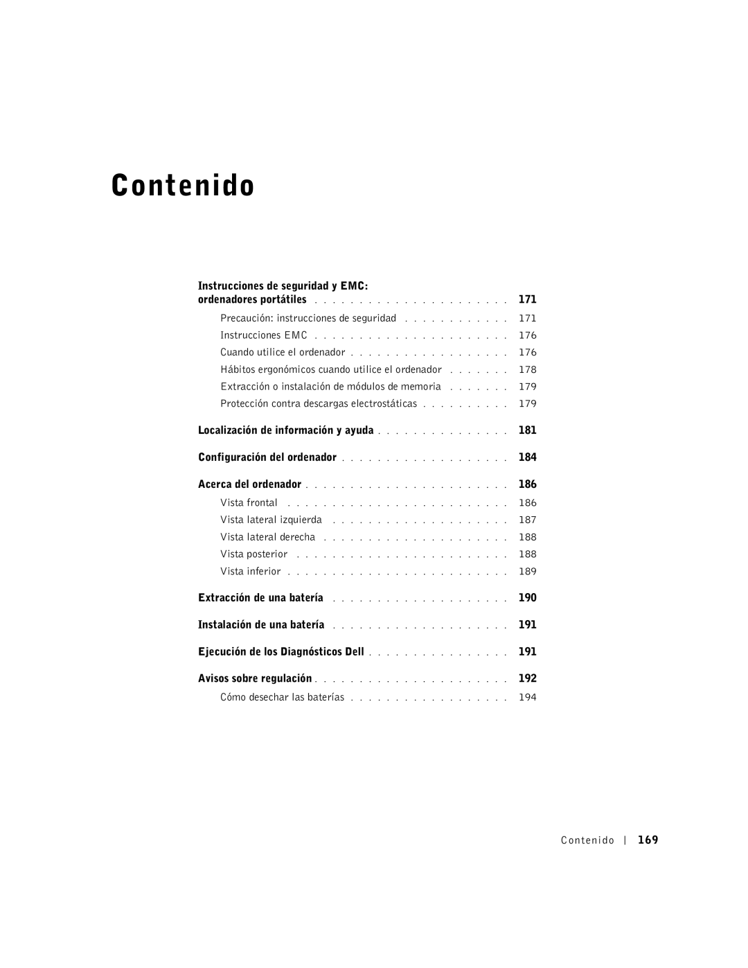 LeapFrog PP03S manual Precaución instrucciones de seguridad 171, 176, 184, 186, 187, 188, 189, 190, 191, 192, 194 