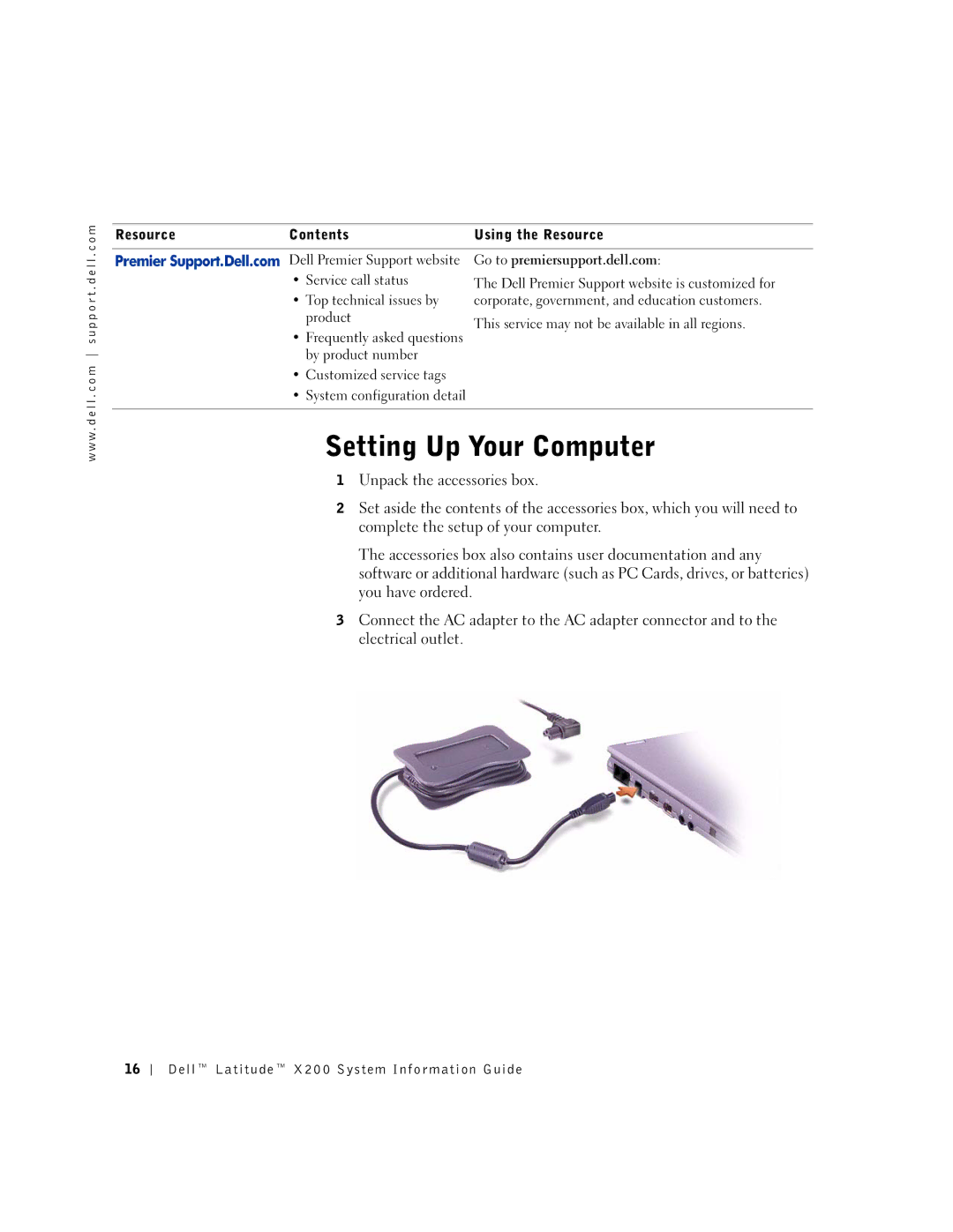 LeapFrog PP03S manual Setting Up Your Computer, Go to premiersupport.dell.com 