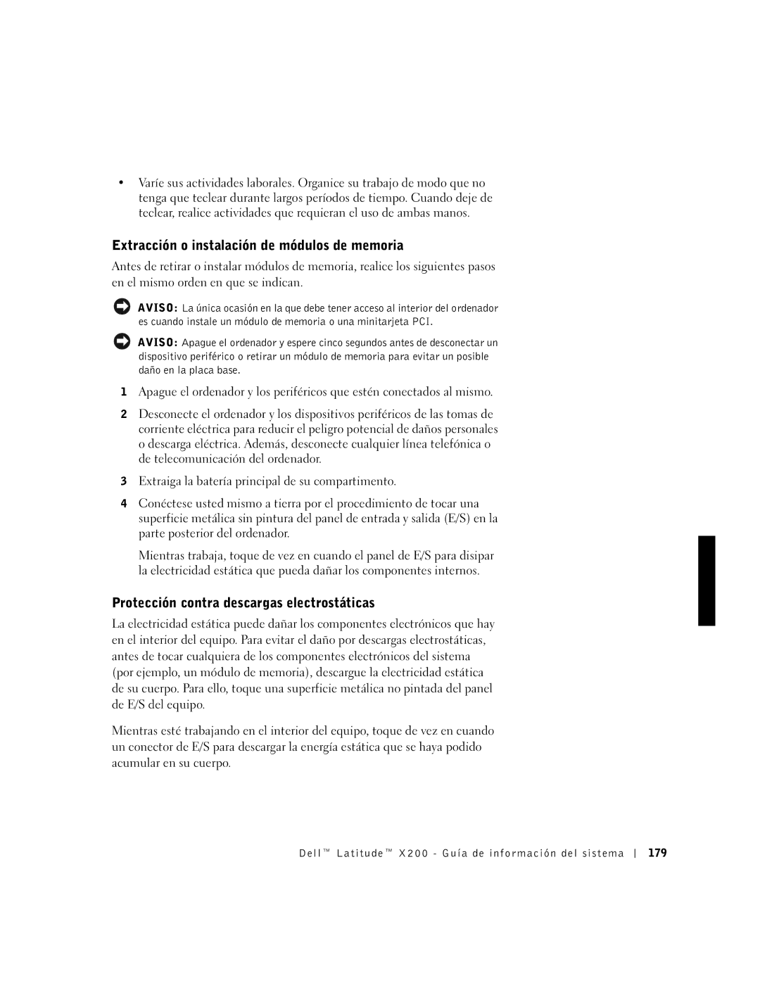 LeapFrog PP03S manual Extracción o instalación de módulos de memoria, Protección contra descargas electrostáticas 