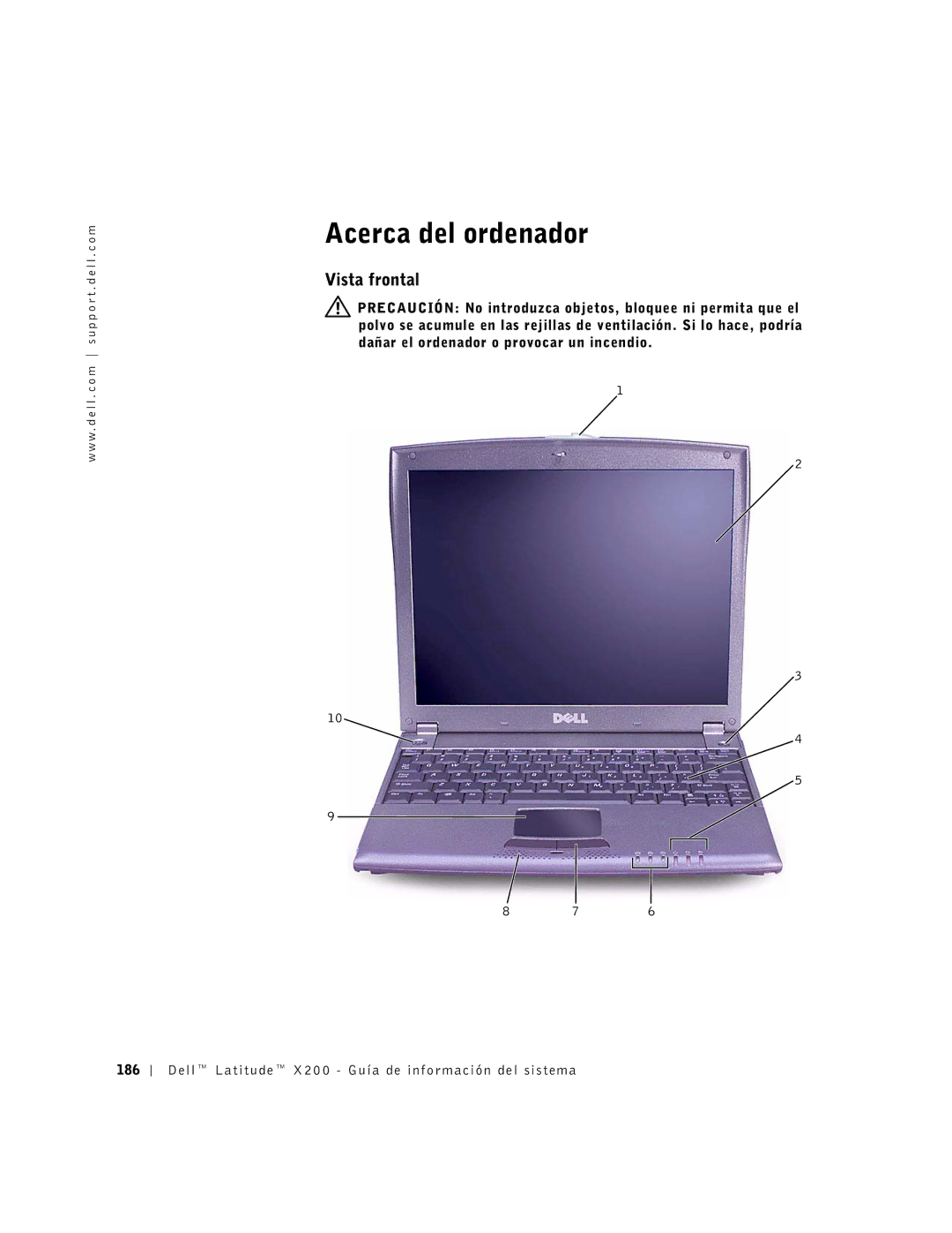 LeapFrog PP03S manual Acerca del ordenador, Vista frontal 