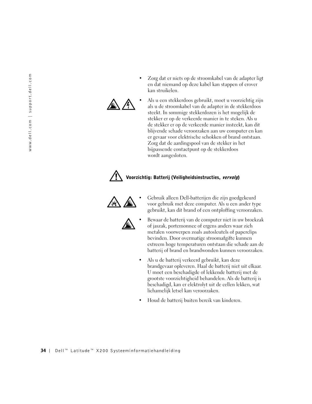 LeapFrog PP03S manual Voorzichtig Batterij Veiligheidsinstructies, vervolg 