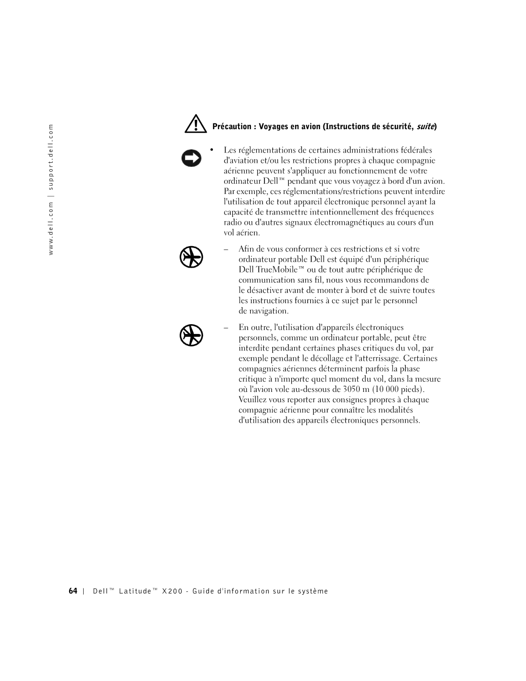 LeapFrog PP03S manual Précaution Voyages en avion Instructions de sécurité, suite 