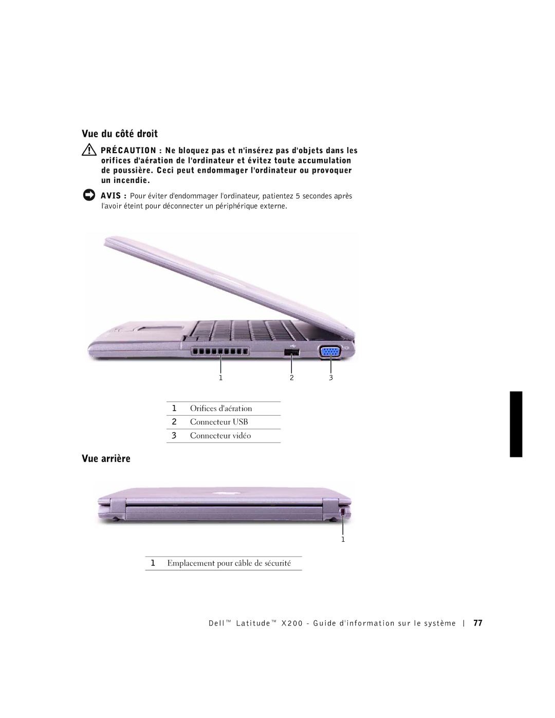 LeapFrog PP03S manual Vue du côté droit, Vue arrière 