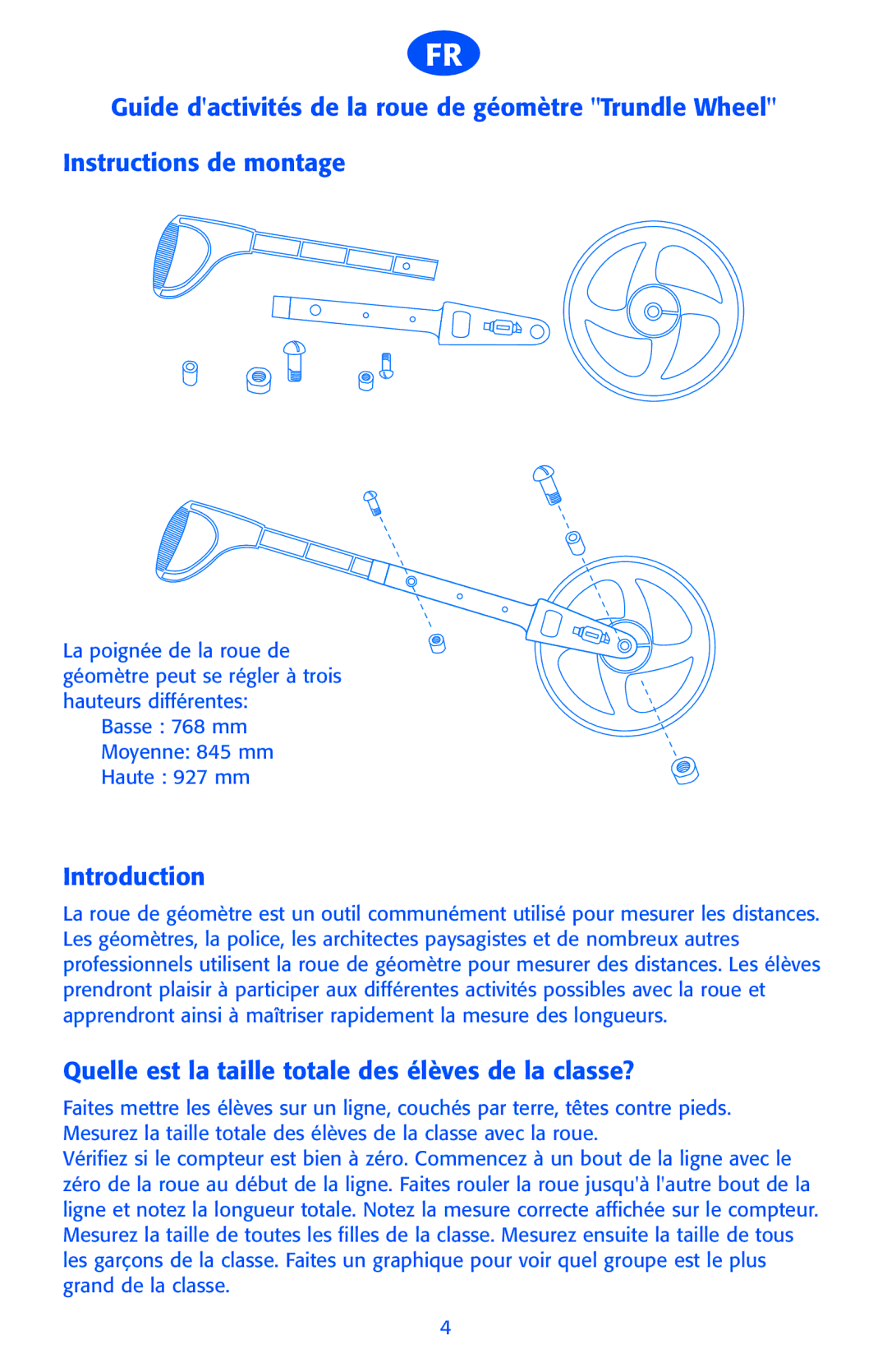 Learning Resources LER 0343 manual Quelle est la taille totale des élèves de la classe? 