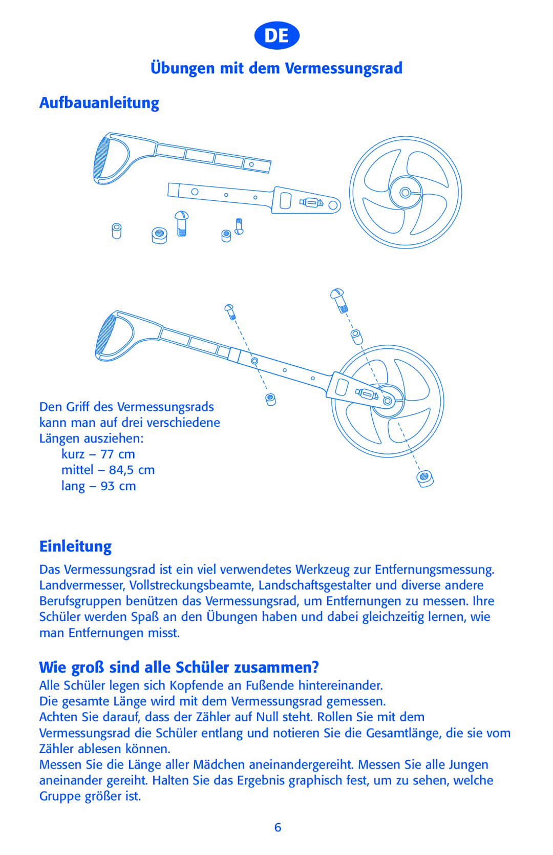 Learning Resources LER 0343 manual Übungen mit dem Vermessungsrad Aufbauanleitung, Einleitung 