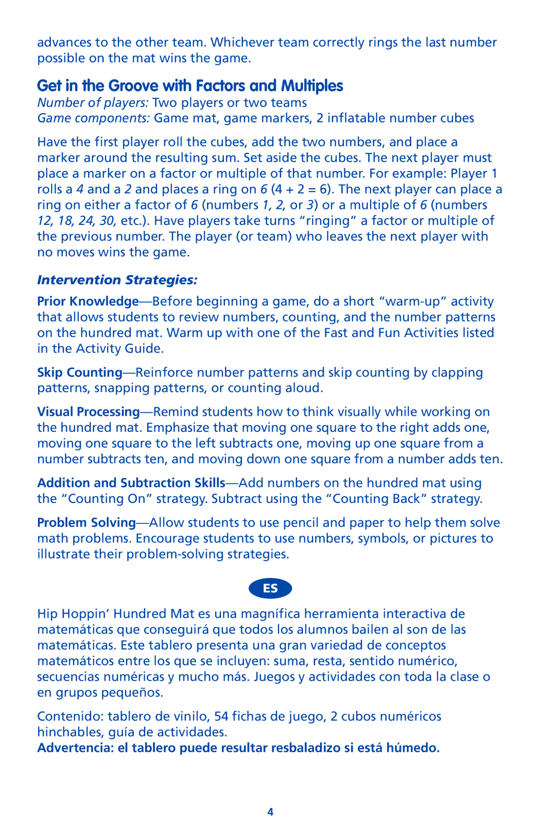 Learning Resources LER 1100 manual Get in the Groove with Factors and Multiples, Intervention Strategies 