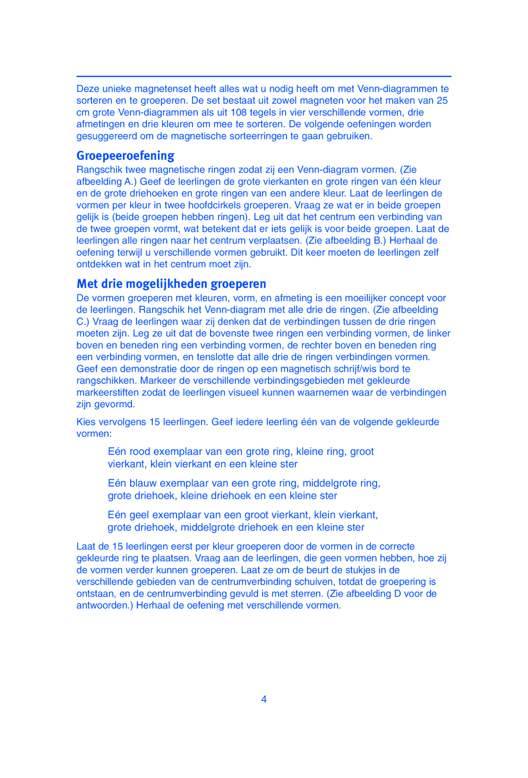 Learning Resources LER 1288 manual Groepeeroefening, Met drie mogelijkheden groeperen 