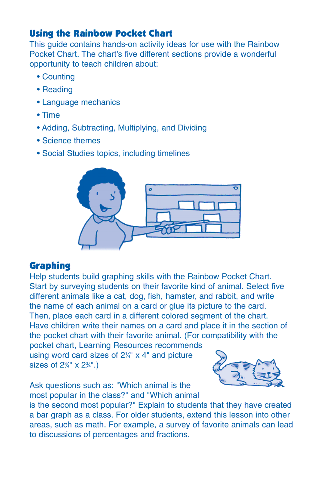 Learning Resources LER 2197 manual Using the Rainbow Pocket Chart, Graphing 