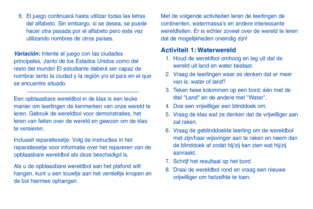 Learning Resources LER 2432 manual Activiteit 1 Waterwereld 