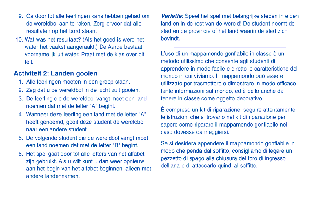 Learning Resources LER 2432 manual Activiteit 2 Landen gooien 