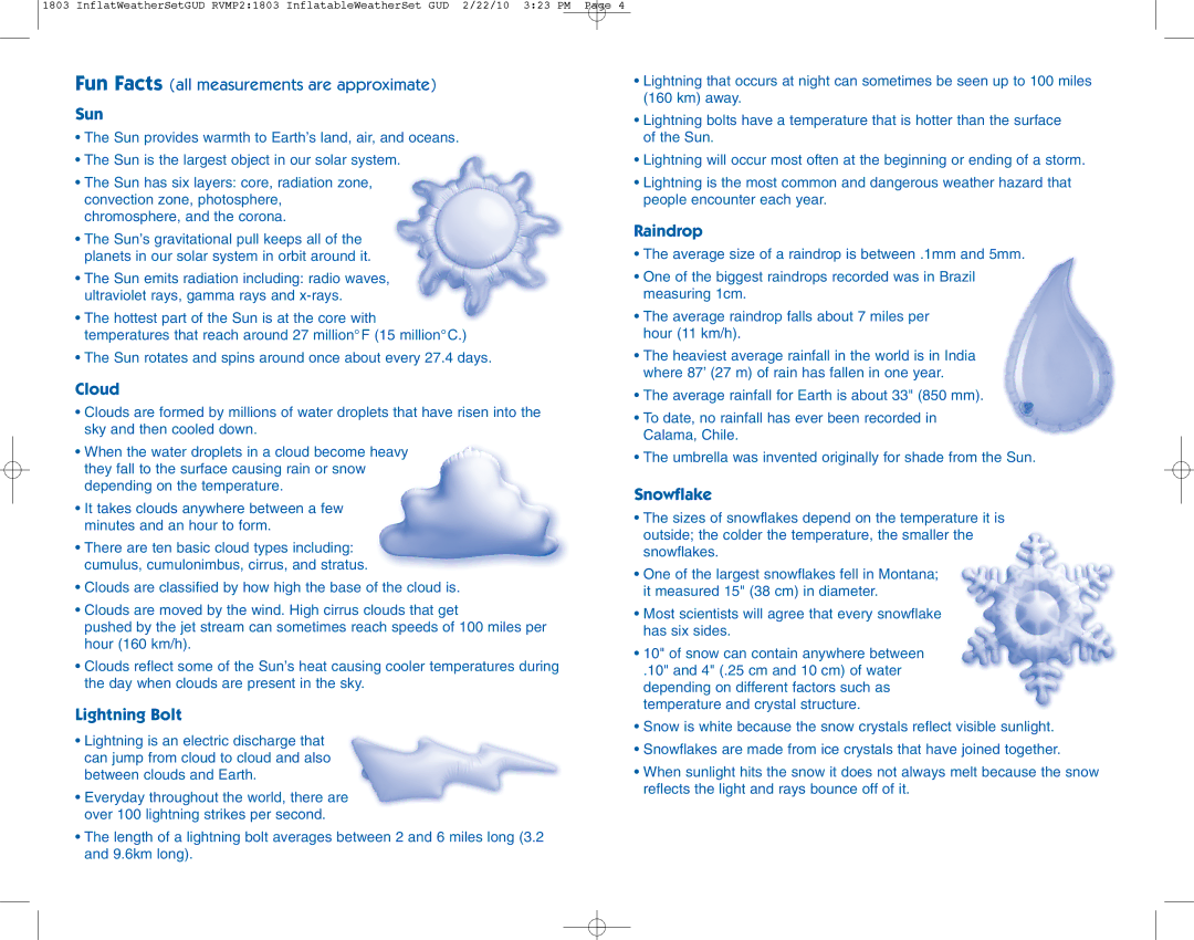 Learning Resources LER 2145, LER 2434 LER 2940, LER 1801 manual Sun 