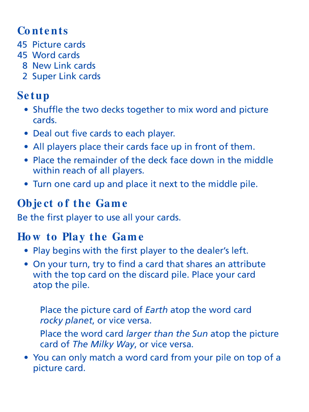 Learning Resources LER 2891 manual Contents, Setup, Object of the Game, How to Play the Game 