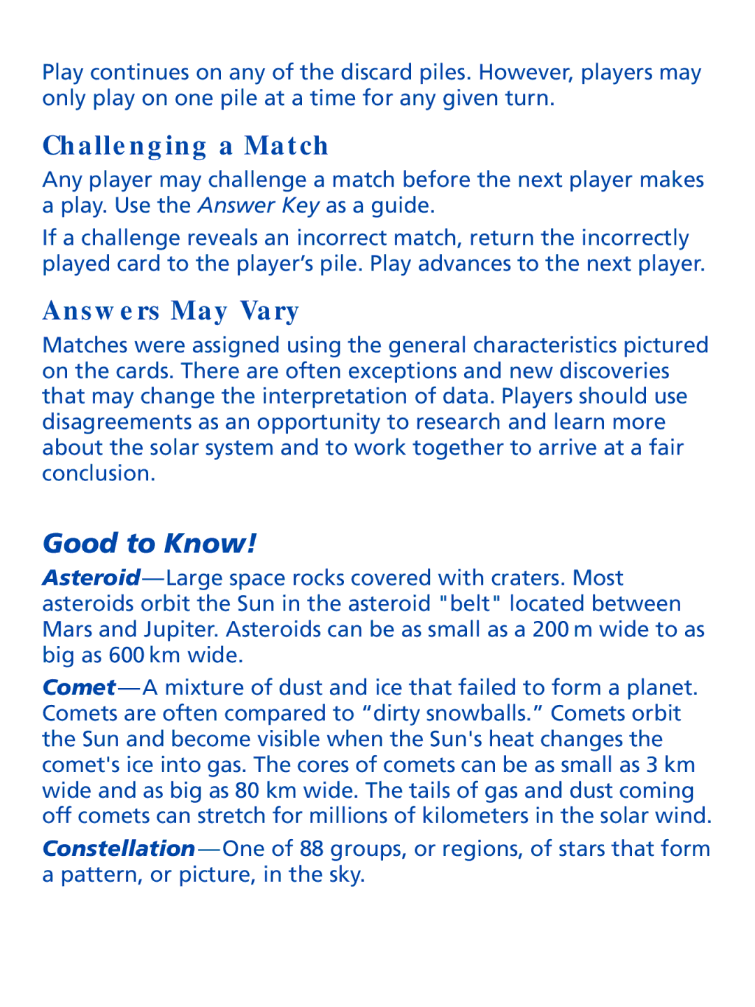 Learning Resources LER 2891 manual Challenging a Match, Answers May Vary 