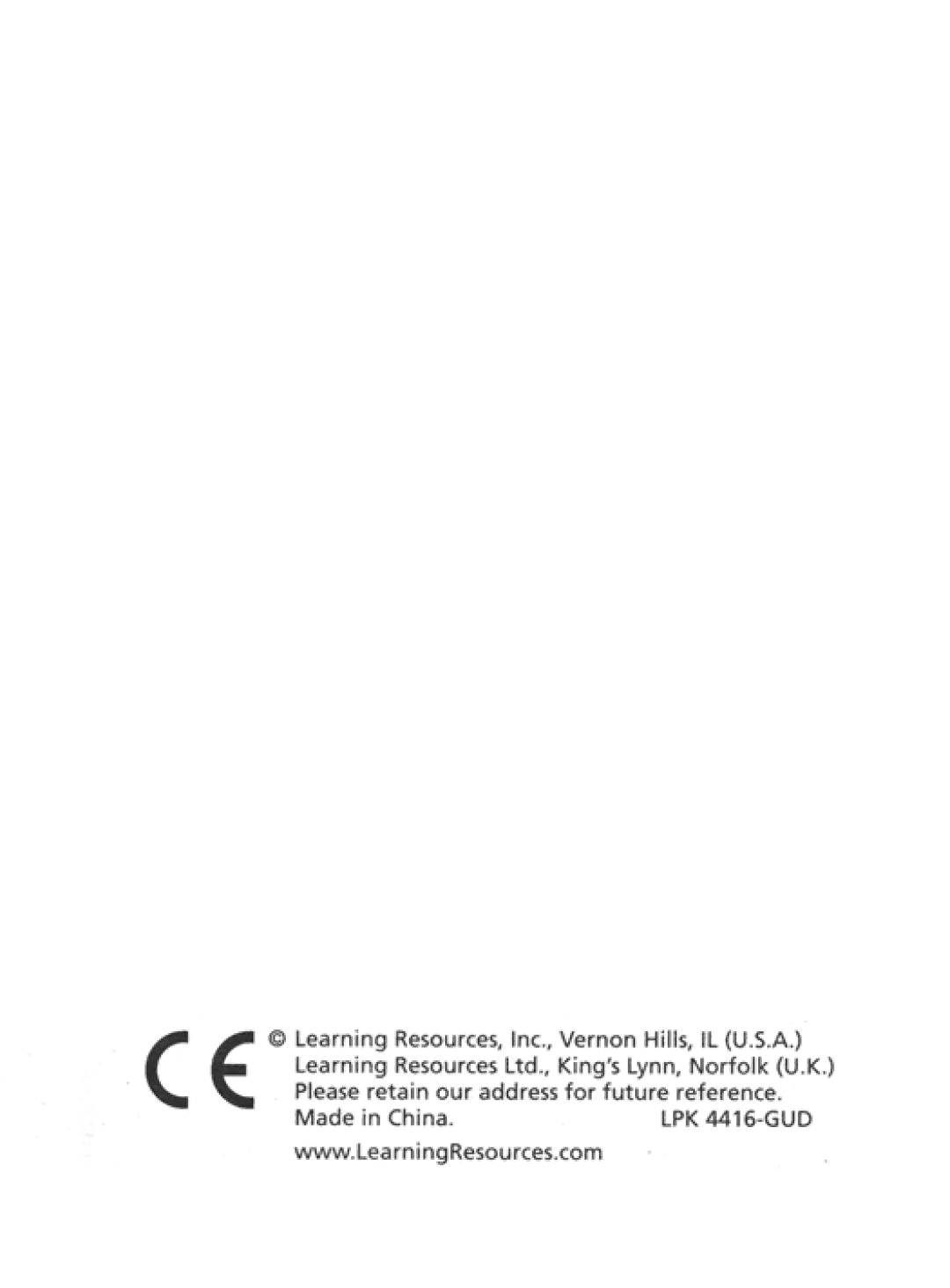 Learning Resources LER 4416 manual 