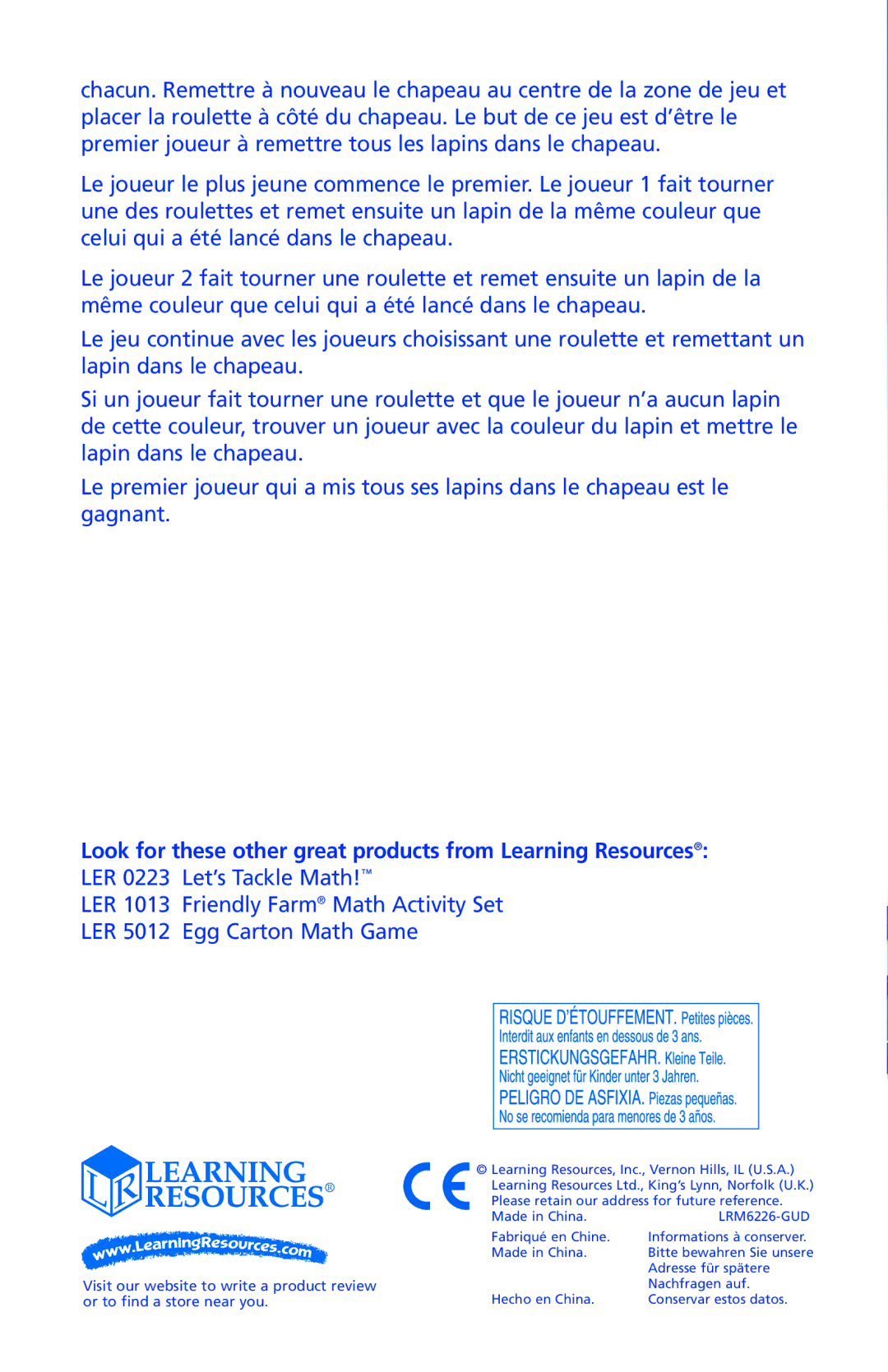 Learning Resources LER 6226 manual 