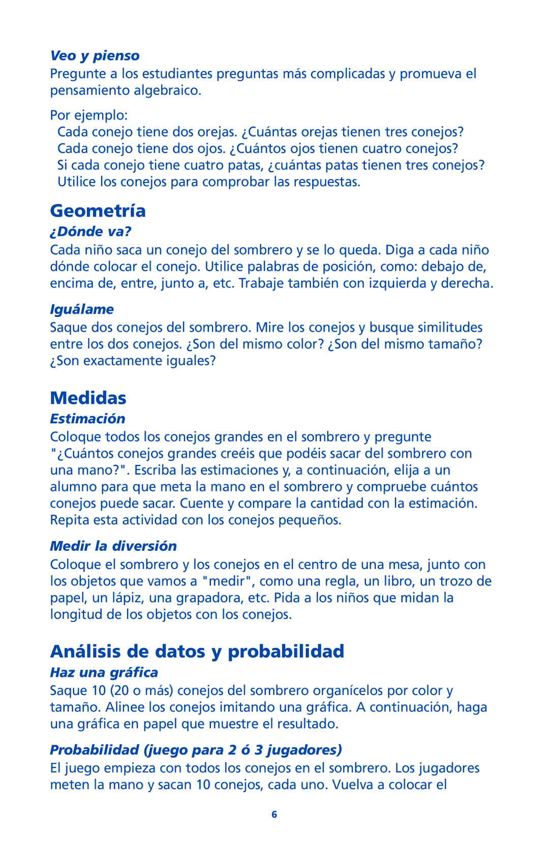 Learning Resources LER 6226 manual Geometría, Medidas, Análisis de datos y probabilidad 