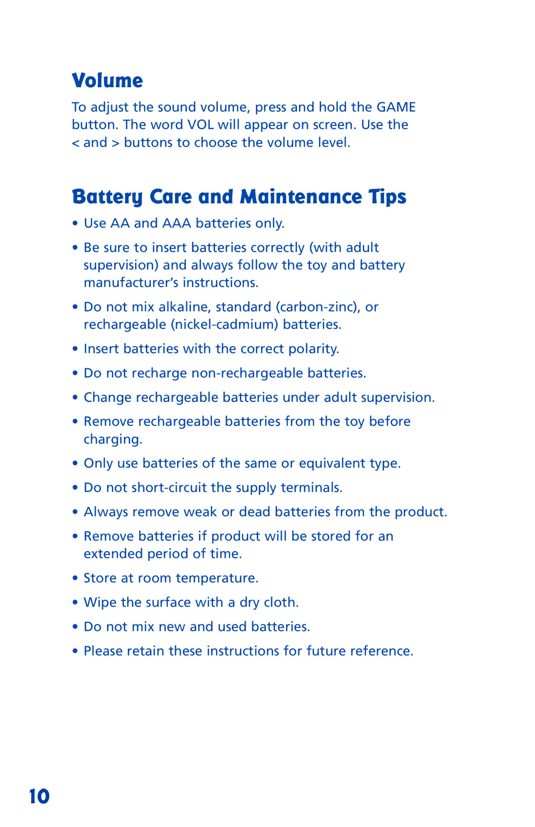 Learning Resources LER 6914 manual Volume, Battery Care and Maintenance Tips 