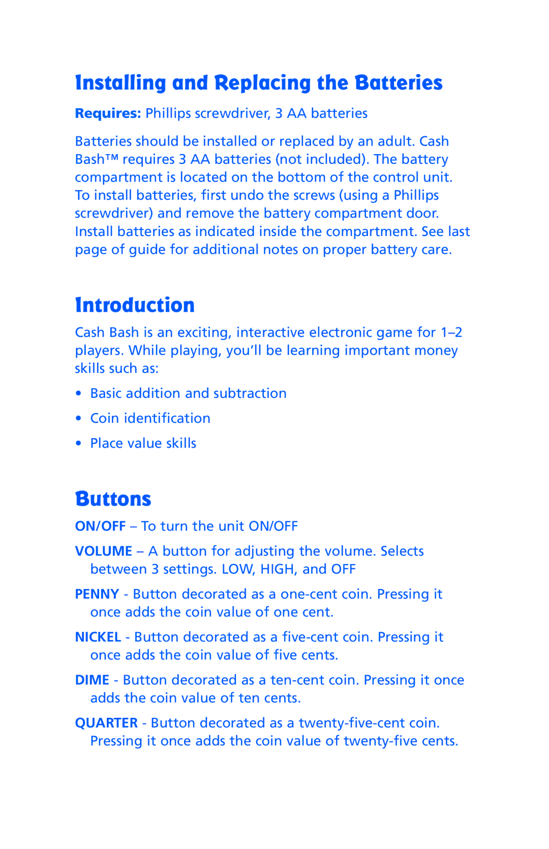 Learning Resources LER 6916 manual Installing and Replacing the Batteries, Introduction, Buttons 