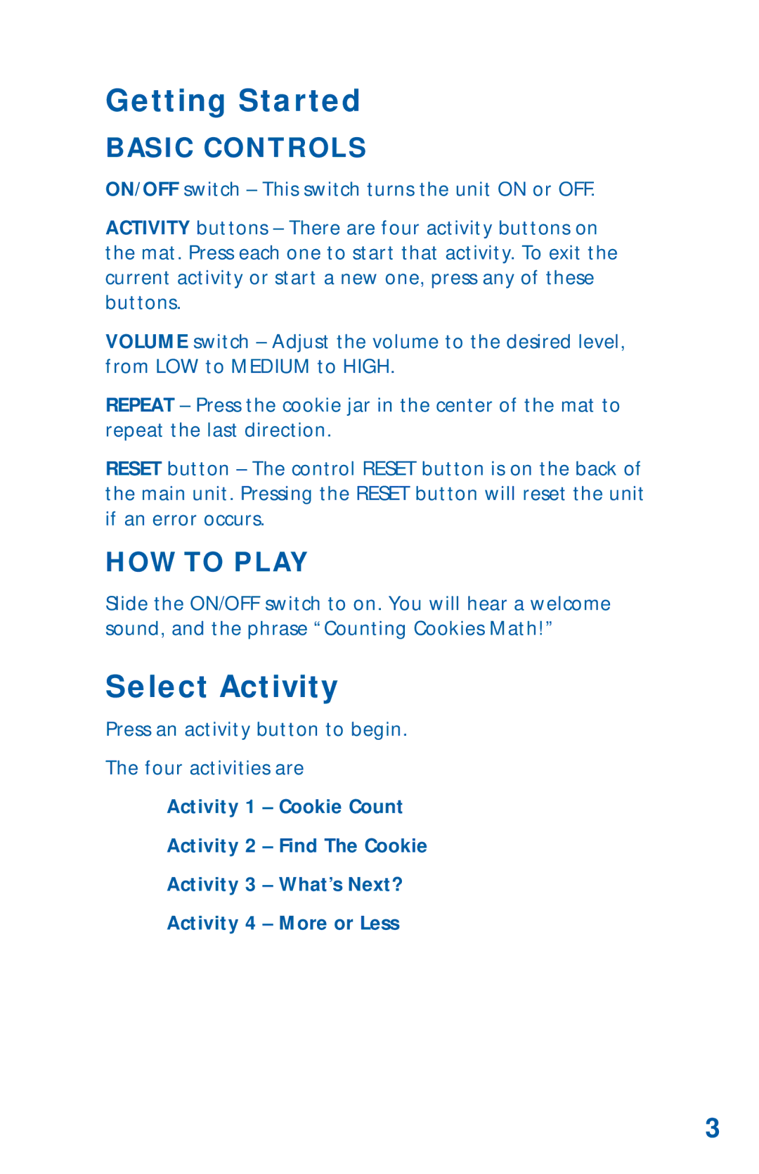 Learning Resources LER 6949 manual Getting Started, Select Activity 