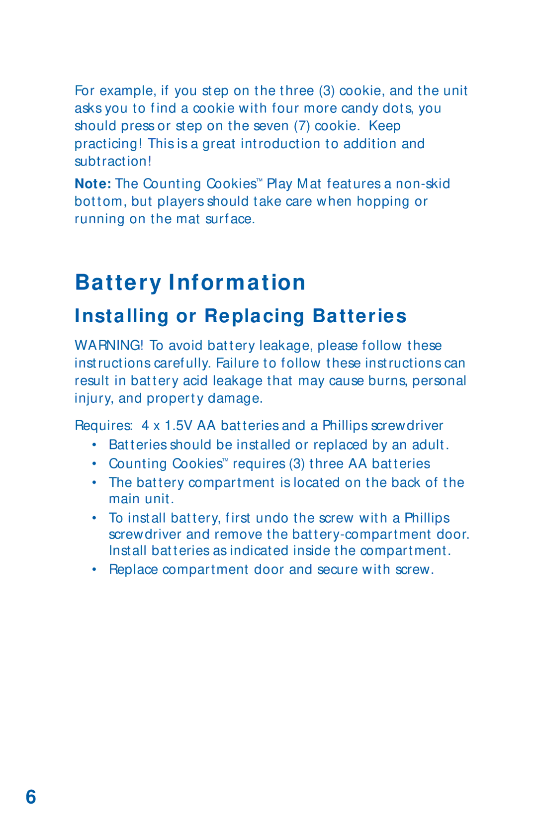 Learning Resources LER 6949 manual Battery Information, Installing or Replacing Batteries 