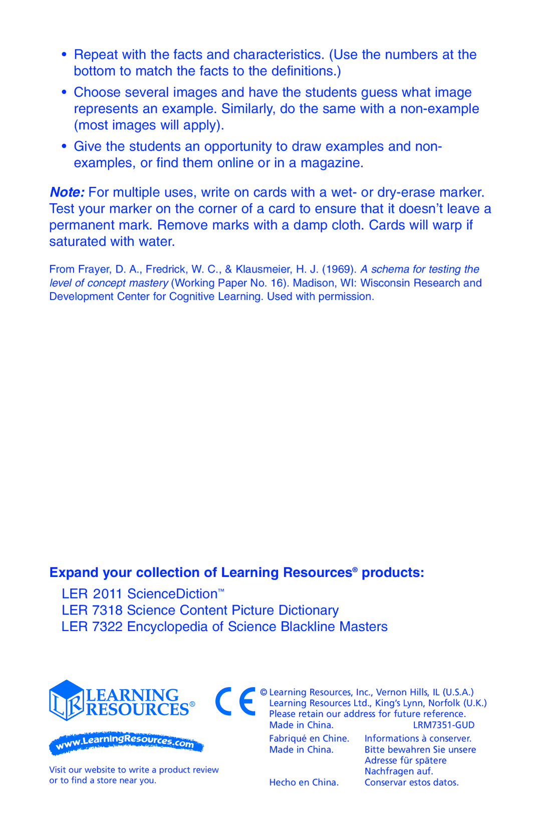 Learning Resources LER 7351 manual Expand your collection of Learning Resources products 