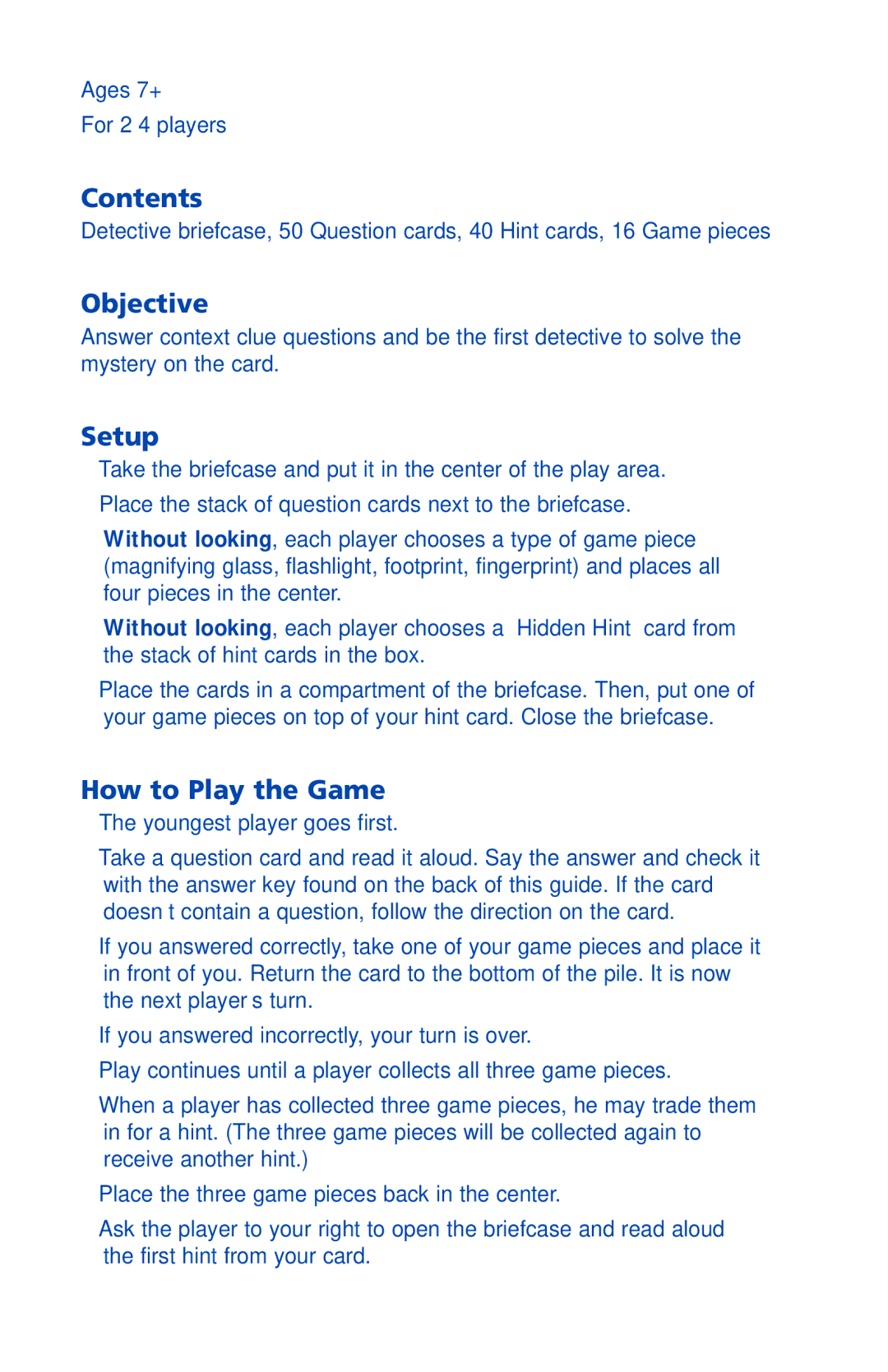 Learning Resources LER 7364 manual Contents, Objective, Setup, How to Play the Game 