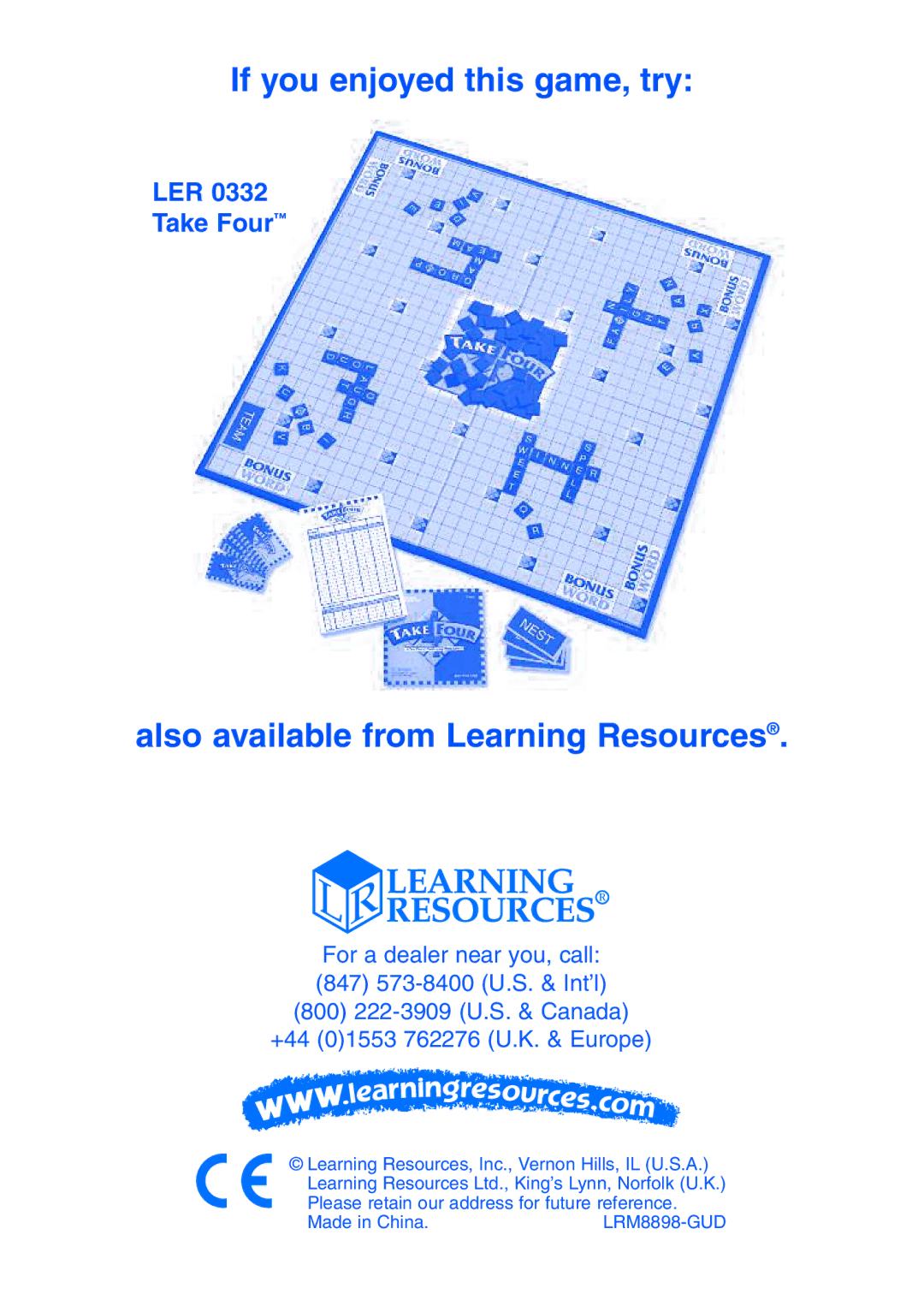 Learning Resources LER 8898 manual If you enjoyed this game, try 