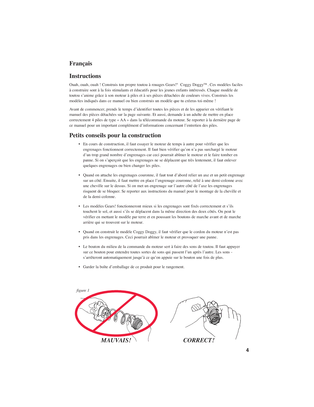 Learning Resources LER 9210 manual Français Instructions, Petits conseils pour la construction, Mauvais!Correct 