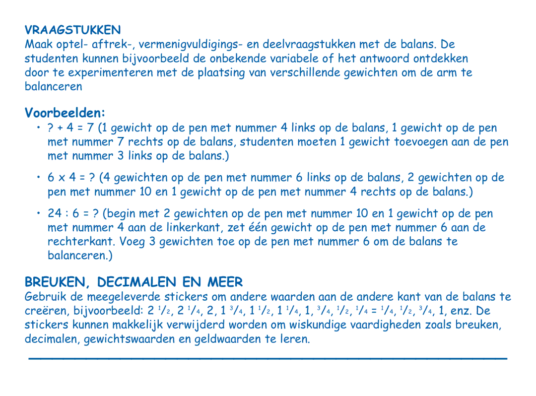 Learning Resources LER0100 manual Voorbeelden, Vraagstukken 