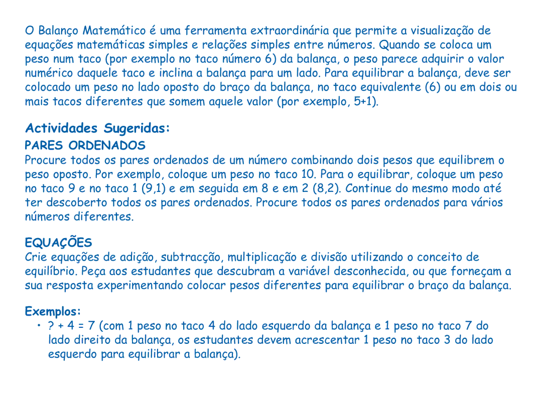 Learning Resources LER0100 manual Equações, Exemplos 