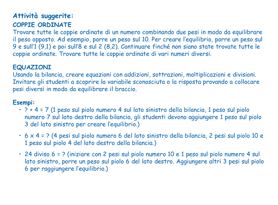 Learning Resources LER0100 manual Attività suggerite, Coppie Ordinate, Equazioni, Esempi 