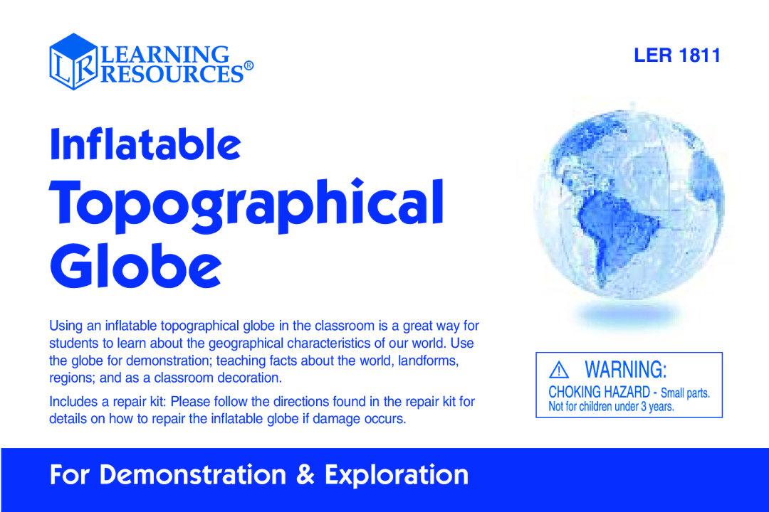 Learning Resources LER1811 manual Topographical Globe 