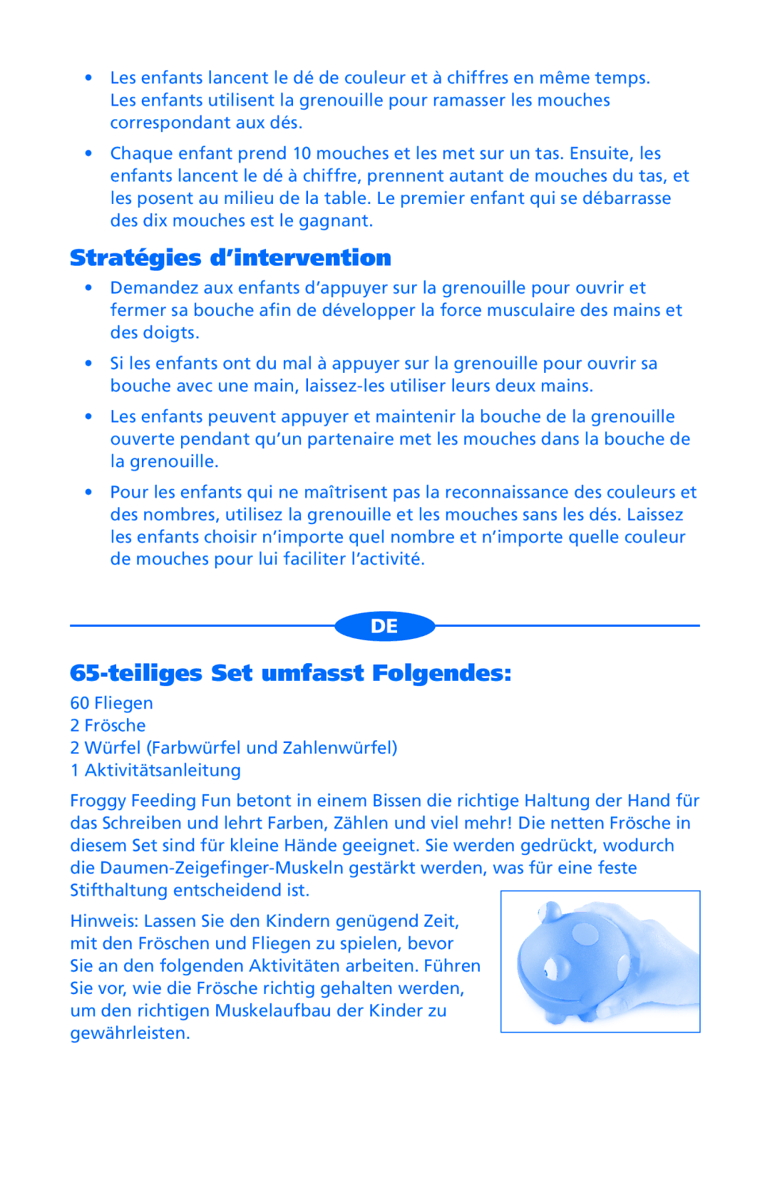 Learning Resources ler5072 manual Stratégies d’intervention, Teiliges Set umfasst Folgendes 