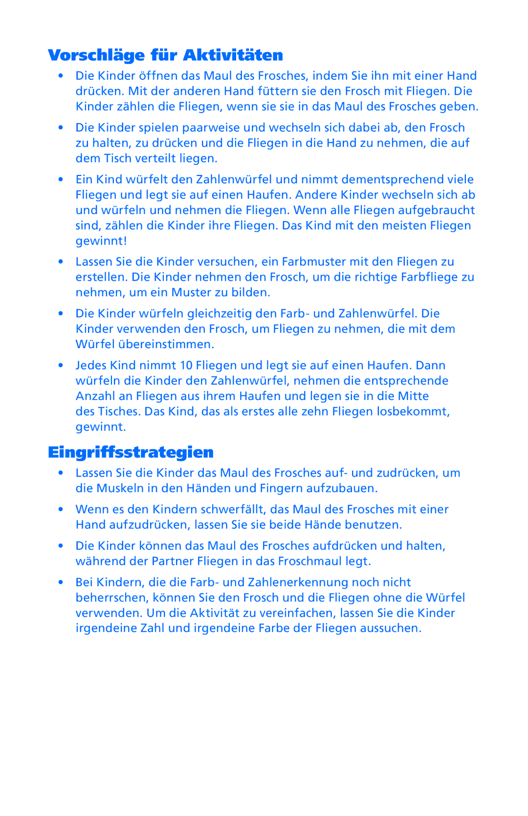 Learning Resources ler5072 manual Vorschläge für Aktivitäten, Eingriffsstrategien 