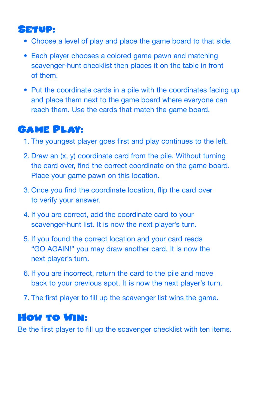 Learning Resources ler5404 manual Setup, Game Play, How to Win 