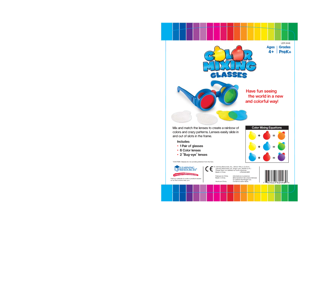 Learning Resources LPK2446-BKR manual + =, PreK+, Have fun seeing the world in a new Colorful way 