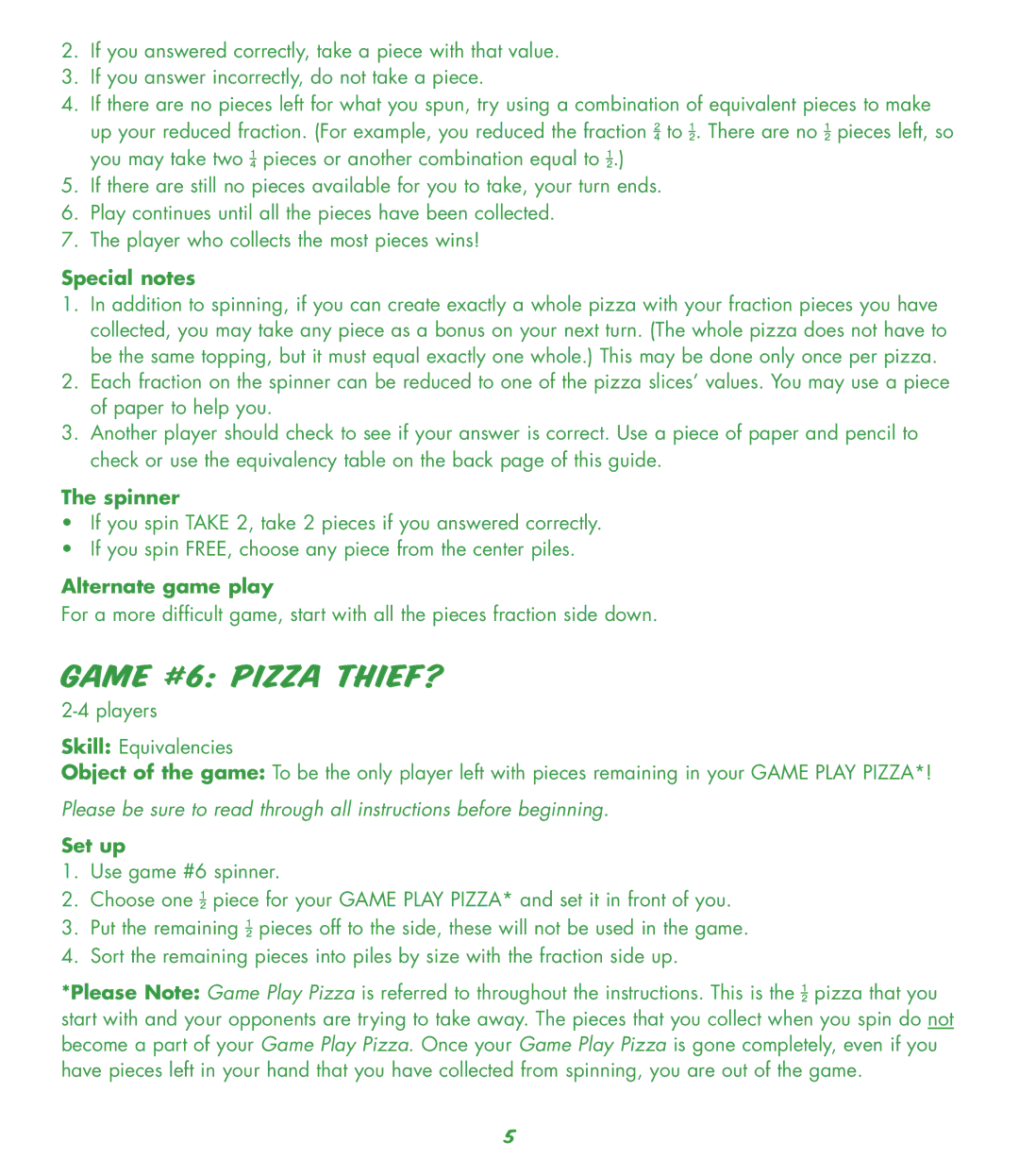 Learning Resources LSP 5061 - SBF manual Game #6 Pizza Thief? 