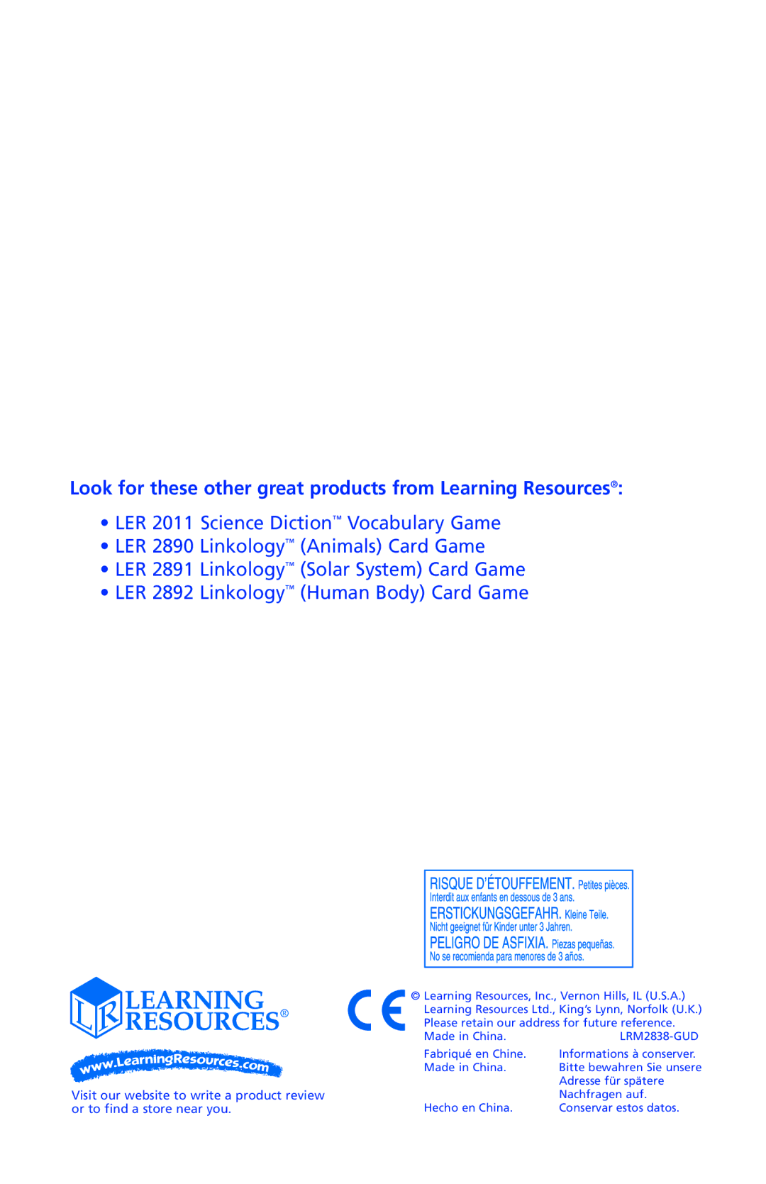 Learning Resources N/A manual Look for these other great products from Learning Resources 