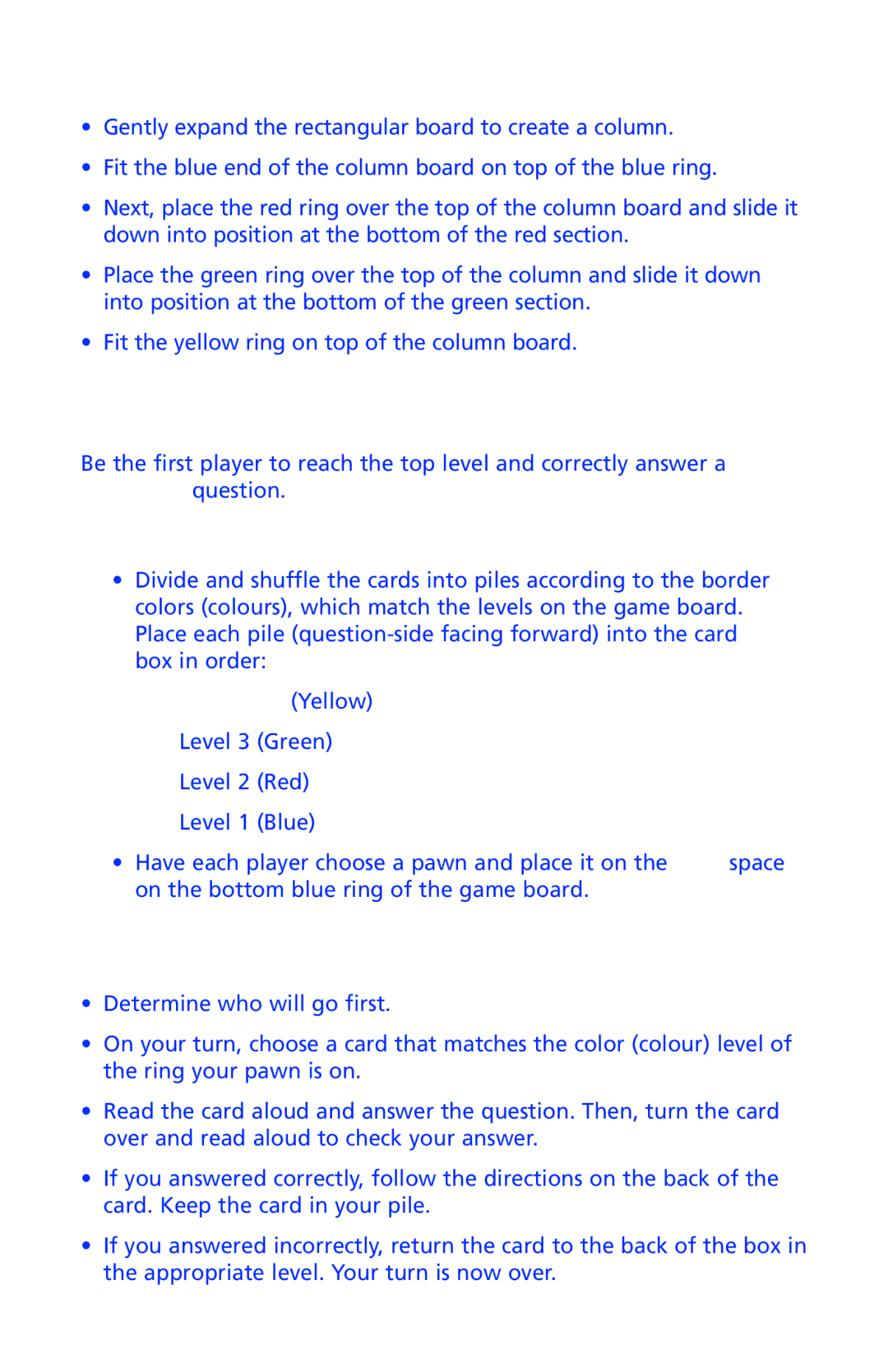 Learning Resources N/A manual Game Board Assembly, Object of the Game, How to Play the Game 