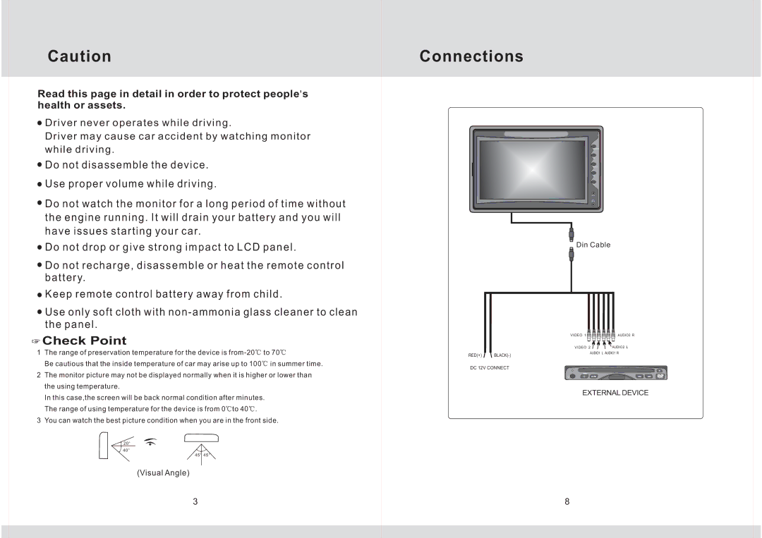 Legacy Car Audio L7HM operation manual Connections, Check Point 